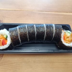 673. Prawn Tempura Futomaki Roll - 8 Pieces Full Size Sushi Roll With Colourful Fillings Prawn Tempura Avocado Cucumber Carrot Red Pepper