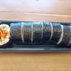 Fried Sweet Tofu Futomaki Roll - 8 Pieces Full Size Sushi Roll With Colourful Fillings Fried Sweet Tofu  Avocado Cucumber Carrot Red Pepper