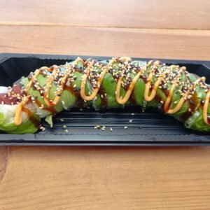 Tuna Crystal Roll  - 8 Pieces Lettuce Cucumber Cream Cheese Avocado Topped With Teriyaki Sauce, Spicy Mayo & Sesame Seeds