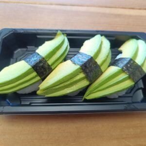 Avocado served on hand-pressed rice