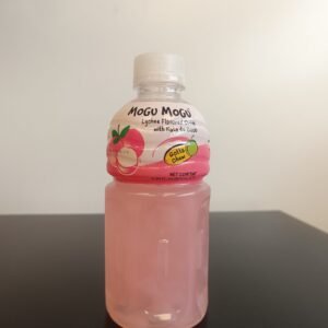 Mogu Mogu Lychee Flavoured Drink 320ml Contains chewy pieces of nata de coco also known as coconut jelly