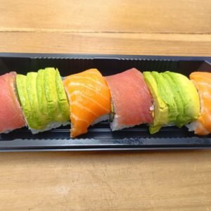 Salmon  Cucumber  Avocado  Topped with Salmon, Tuna, Avocado