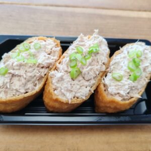 Tuna Mayo Inari - 3 Pieces Rice Inside Fried Sweet Tofu Pouch Topped With Tuna Mayo 
